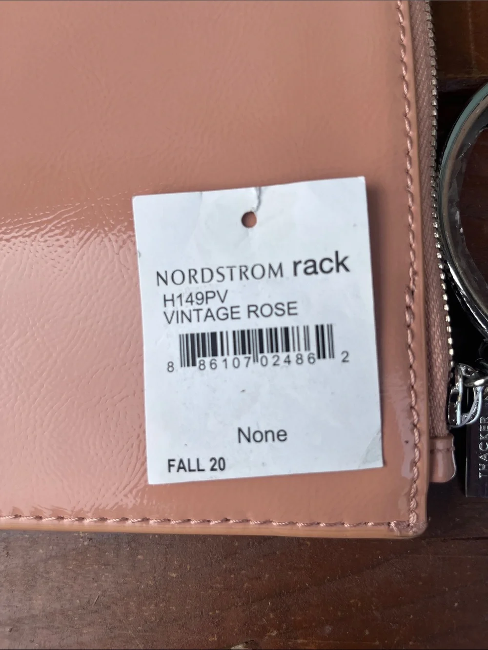 Thacker Peach Leather Wristlet with Silver Ring Handle
